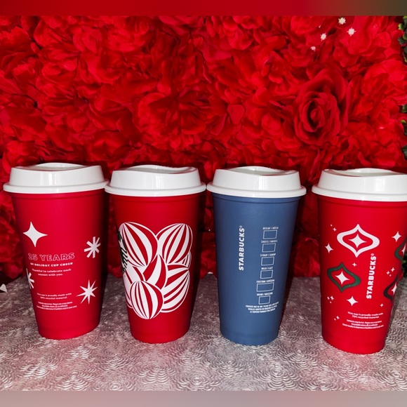 Starbucks BRAND NEW SET of 4 Holiday Grande Cups 2024/ 23/ 22 - Picture 2 of 8